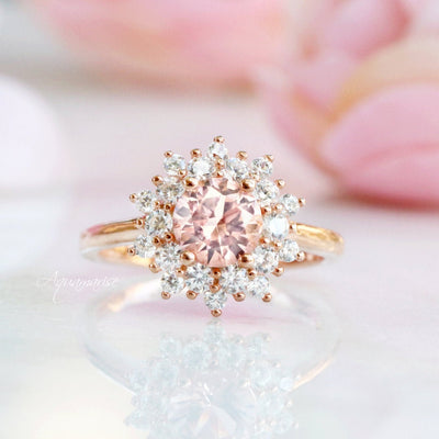 Avery Natural Morganite Engagement Ring- 14K Solid Rose Gold Ring