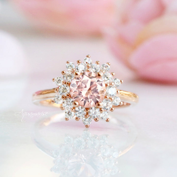 Avery Morganite Ring- 14K Rose Gold Vermeil