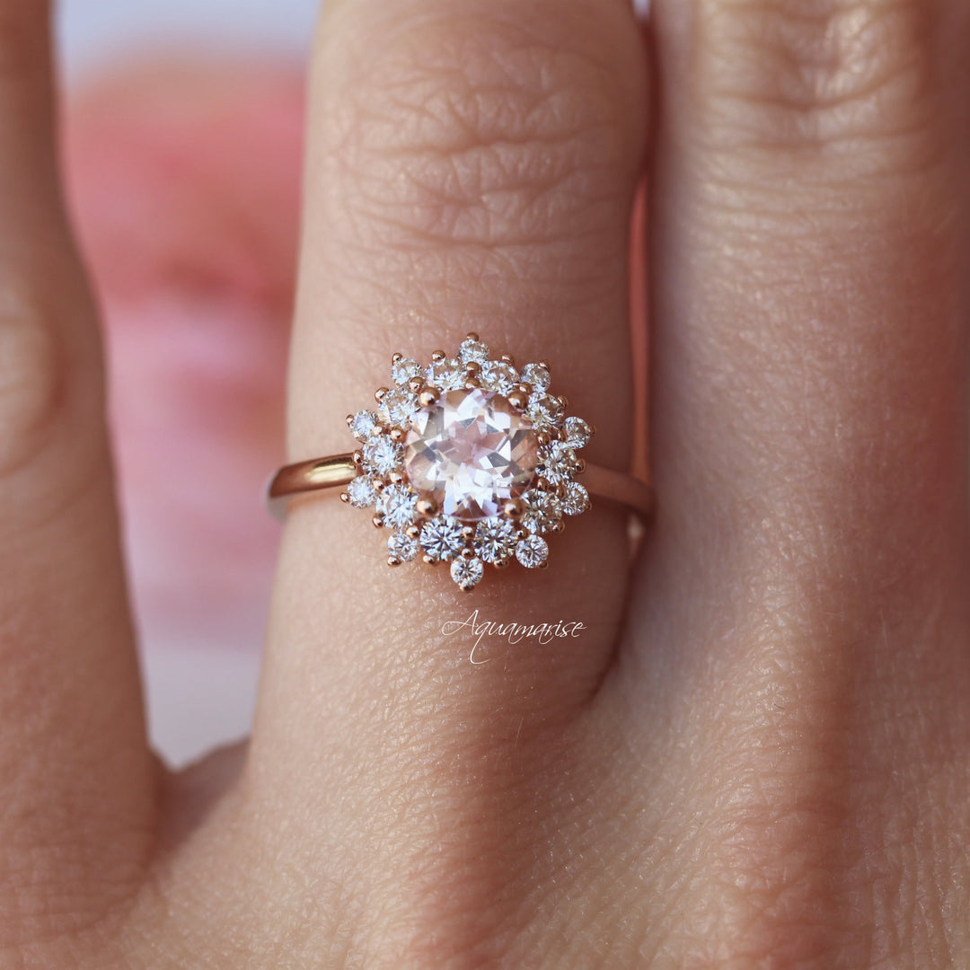 Avery Morganite Ring- 14K Rose Gold Vermeil