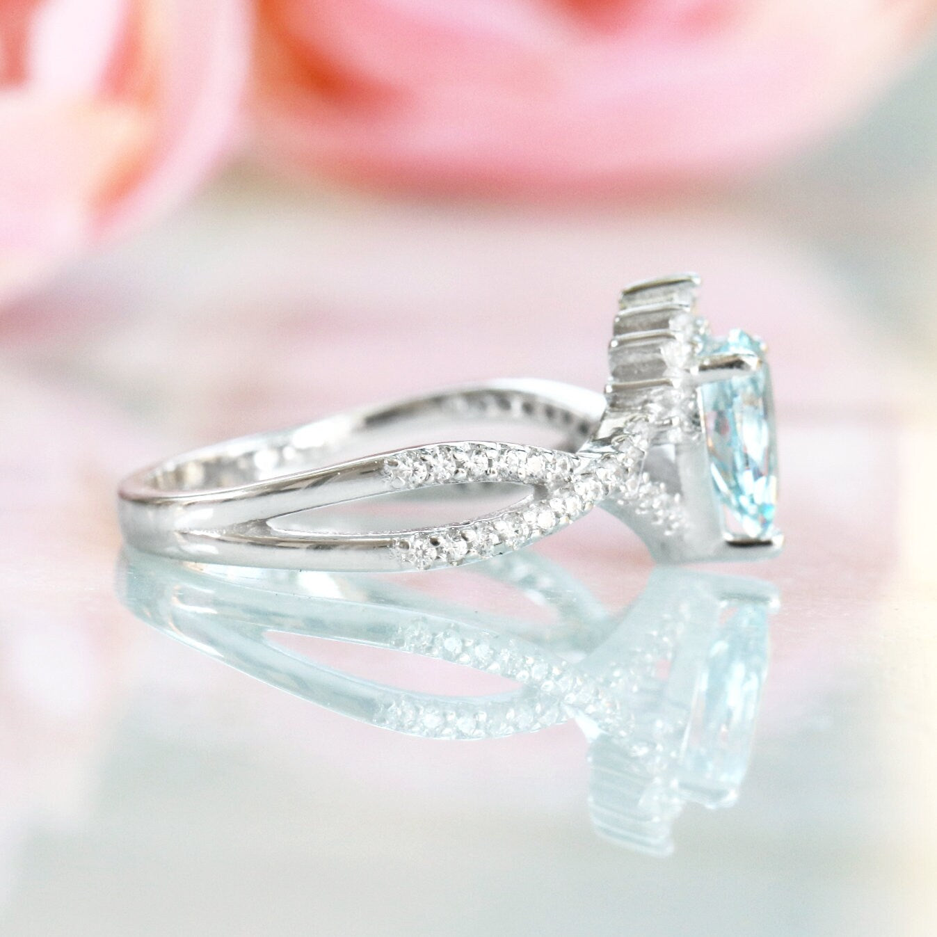Alice Aquamarine Ring- Sterling Silver