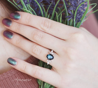 Eva Natural London Blue Topaz Engagement Ring in 14K White Gold