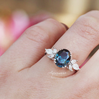 Eva London Blue Topaz Engagement Ring in Sterling Silver