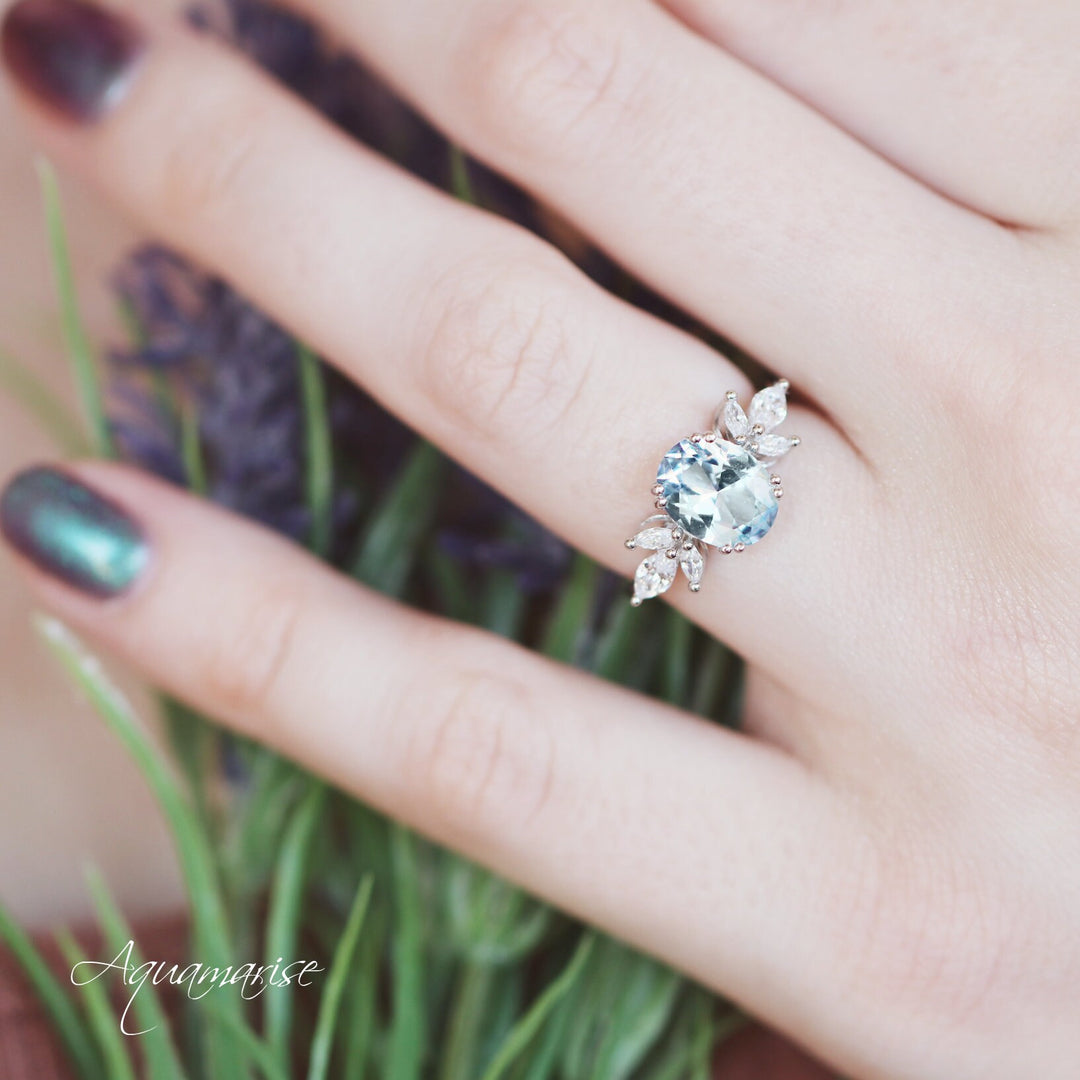 Eva Aquamarine Ring- Sterling Silver