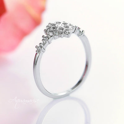 Snowflake Moissanite or Natural Diamond Engagement Ring- 14K White Gold