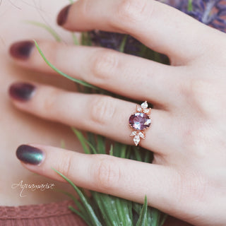 Eva Oval Cut Alexandrite Flower Ring in Sterling Silver