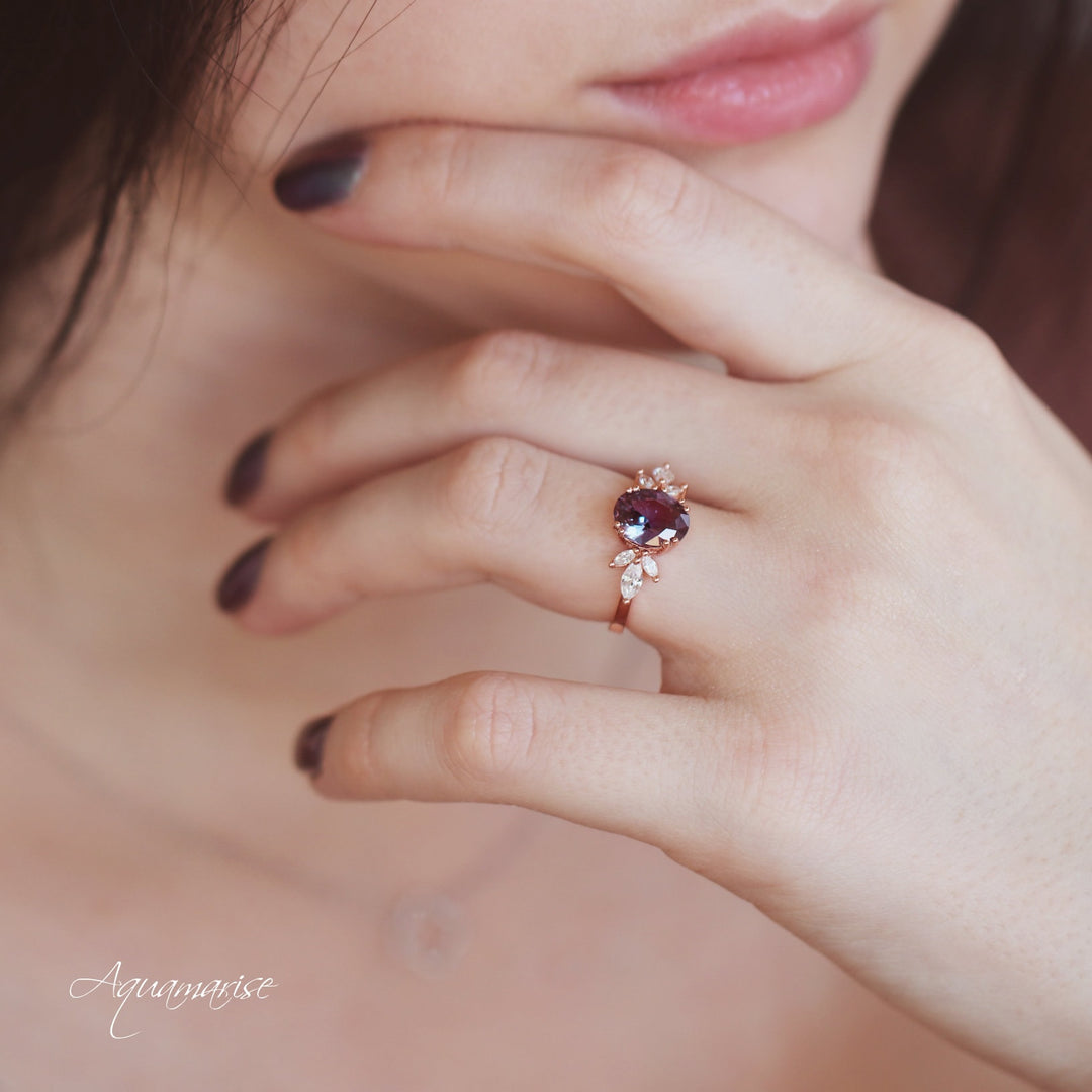 Eva Alexandrite Ring- 14K Rose Gold Vermeil