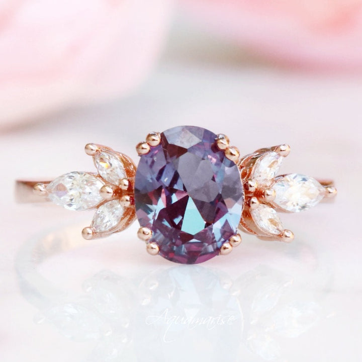 Eva Alexandrite Ring- 14K Rose Gold Vermeil