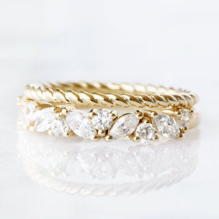 Marquise Natural Diamond or Moissanite Wedding Ring Set in 10K/14K/18K Solid Yellow Gold