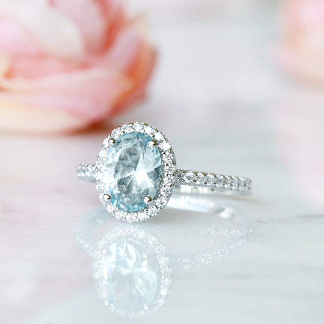 Iris Aquamarine Ring- Sterling Silver