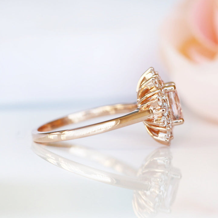 Avery Morganite Ring- 14K Rose Gold Vermeil