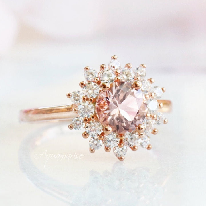 Avery Morganite Ring- 14K Rose Gold Vermeil