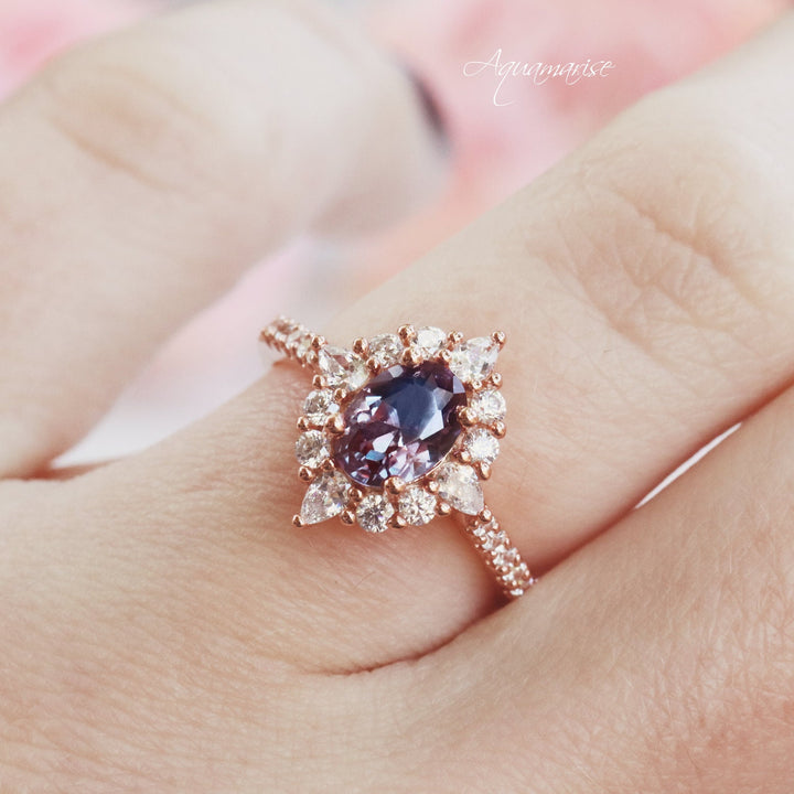 Astra Alexandrite Ring- 14K Rose Gold Vermeil