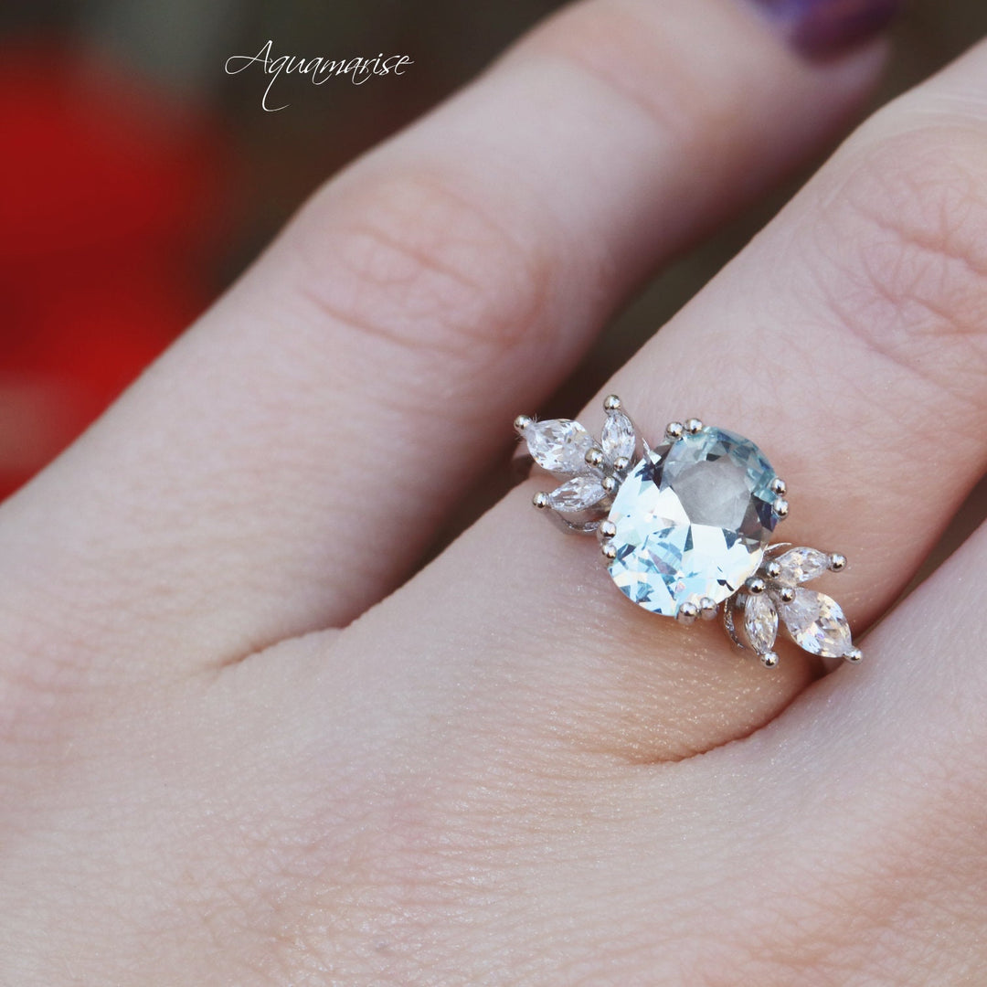 Eva Aquamarine Ring- Sterling Silver