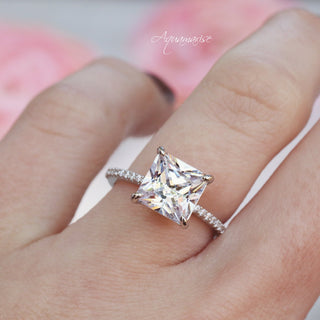 Princess Cut Simulated Diamond Engagement Ring in Sterling Silver