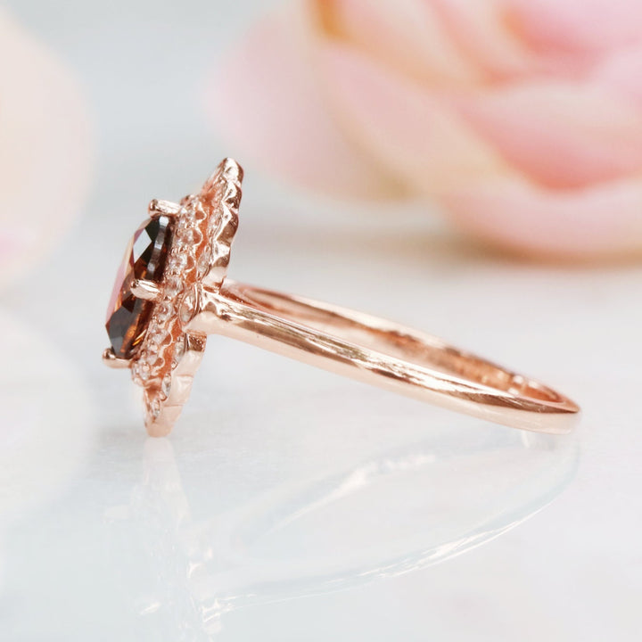 Valentina Smoky Quartz Ring- 14K Rose Gold Vermeil