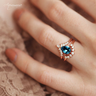 Lunette London Blue Topaz Ring Set in 14K Rose Gold Vermeil