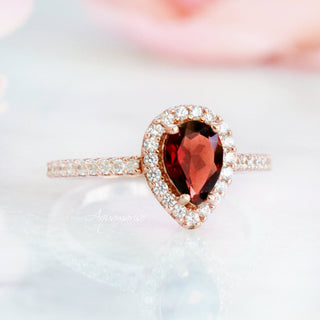 Emily Garnet Ring- 14K Rose Gold Vermeil