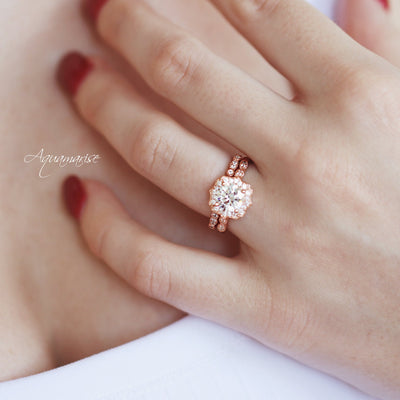 Cordelia Moissanite Engagement Ring- 14K Solid Rose Gold Ring