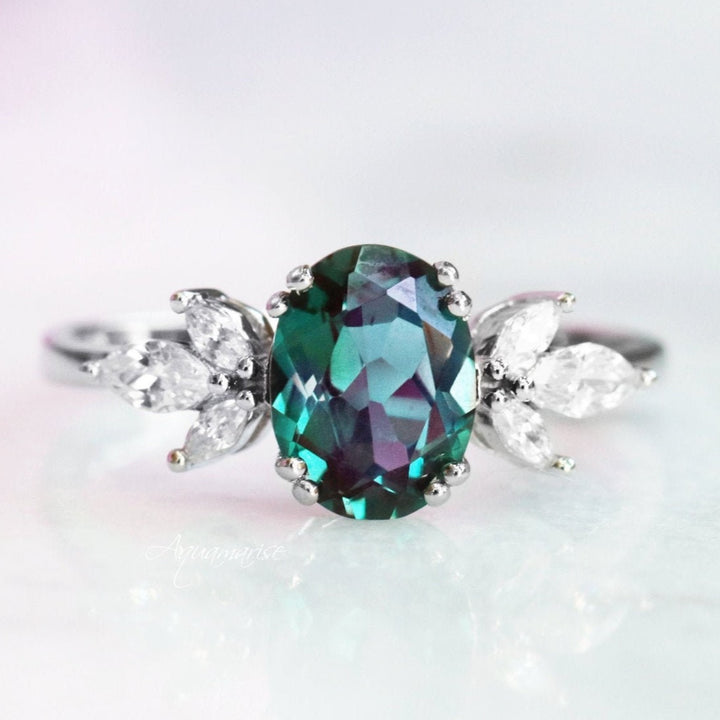 Eva Teal Alexandrite Ring- Sterling Silver