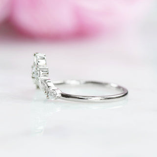 Marquise Natural Diamond or Moissanite Wedding Band in 14K White Gold