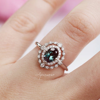 Valentina Vintage Alexandrite Ring in Sterling Silver