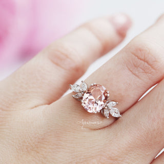 Eva Lotus Blush Pink Morganite Engagement Ring in 14K White Gold