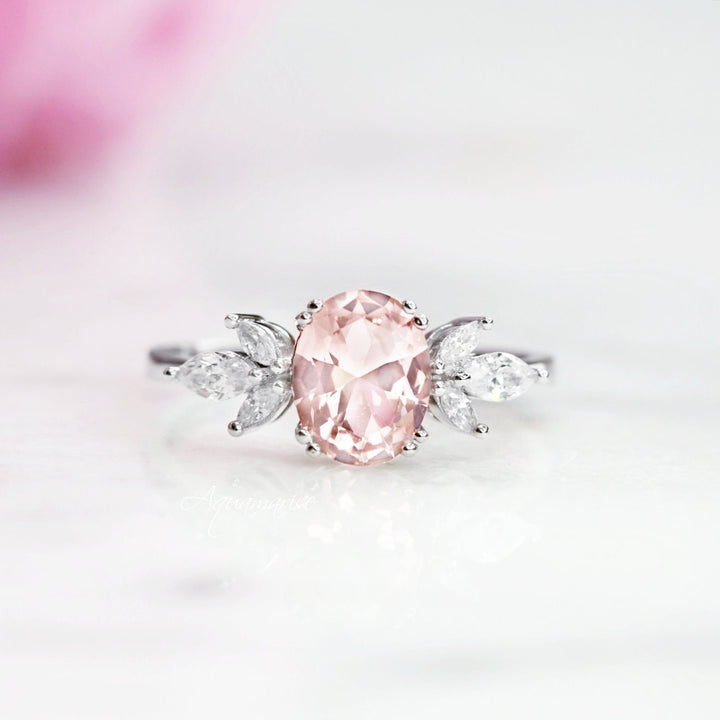 Eva Morganite Ring- Sterling Silver