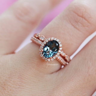 Iris Natural London Blue Topaz Ring in 14K Rose Gold Vermeil