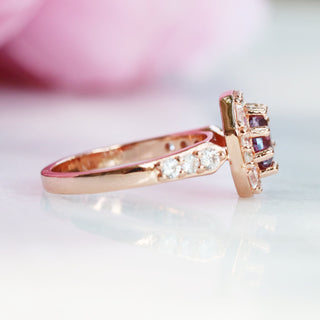 Octavia Hexagon Alexandrite Ring in 14K Rose Gold Vermeil