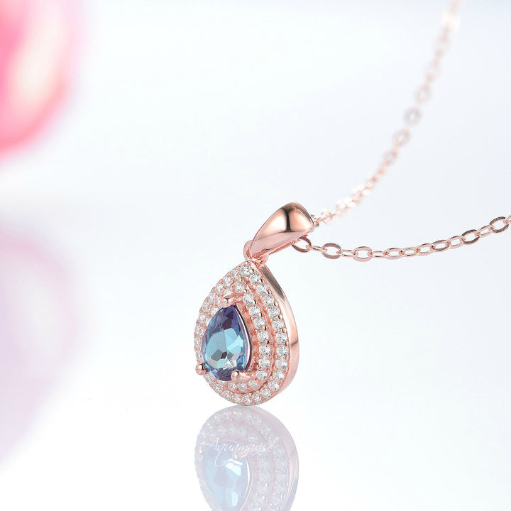 Scarlett Teardrop Alexandrite Necklace- 14K Rose Gold Vermeil