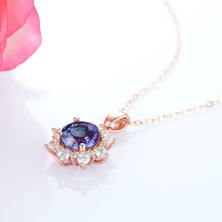 Snowflake Alexandrite Necklace- 14K Rose Gold Vermeil or Sterling Silver