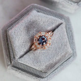 Octavia Hexagon Alexandrite Ring in 14K Rose Gold Vermeil