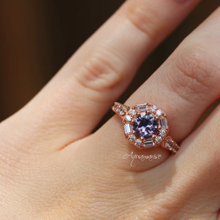 Octavia Hexagon Alexandrite Ring in 14K Rose Gold Vermeil