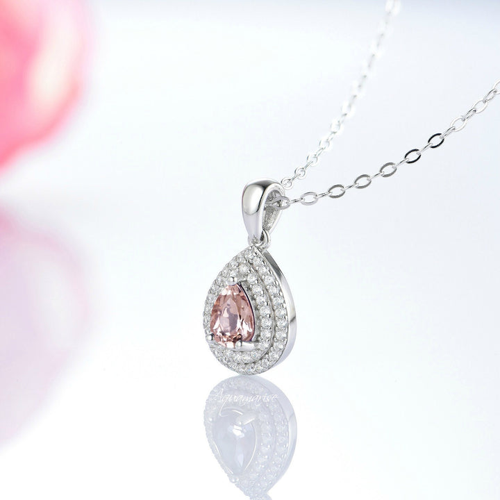 Scarlett Morganite Necklace- Sterling Silver