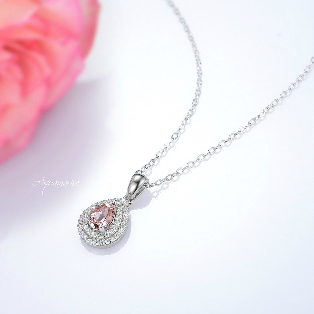 Scarlett Morganite Necklace- Sterling Silver