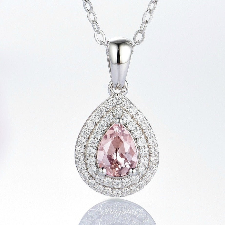 Scarlett Morganite Necklace- Sterling Silver