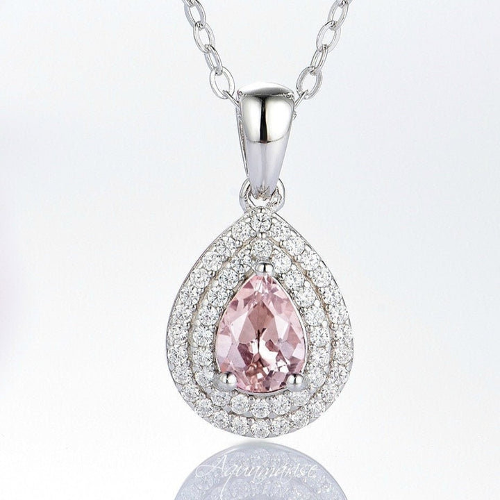 Scarlett Morganite Necklace- Sterling Silver