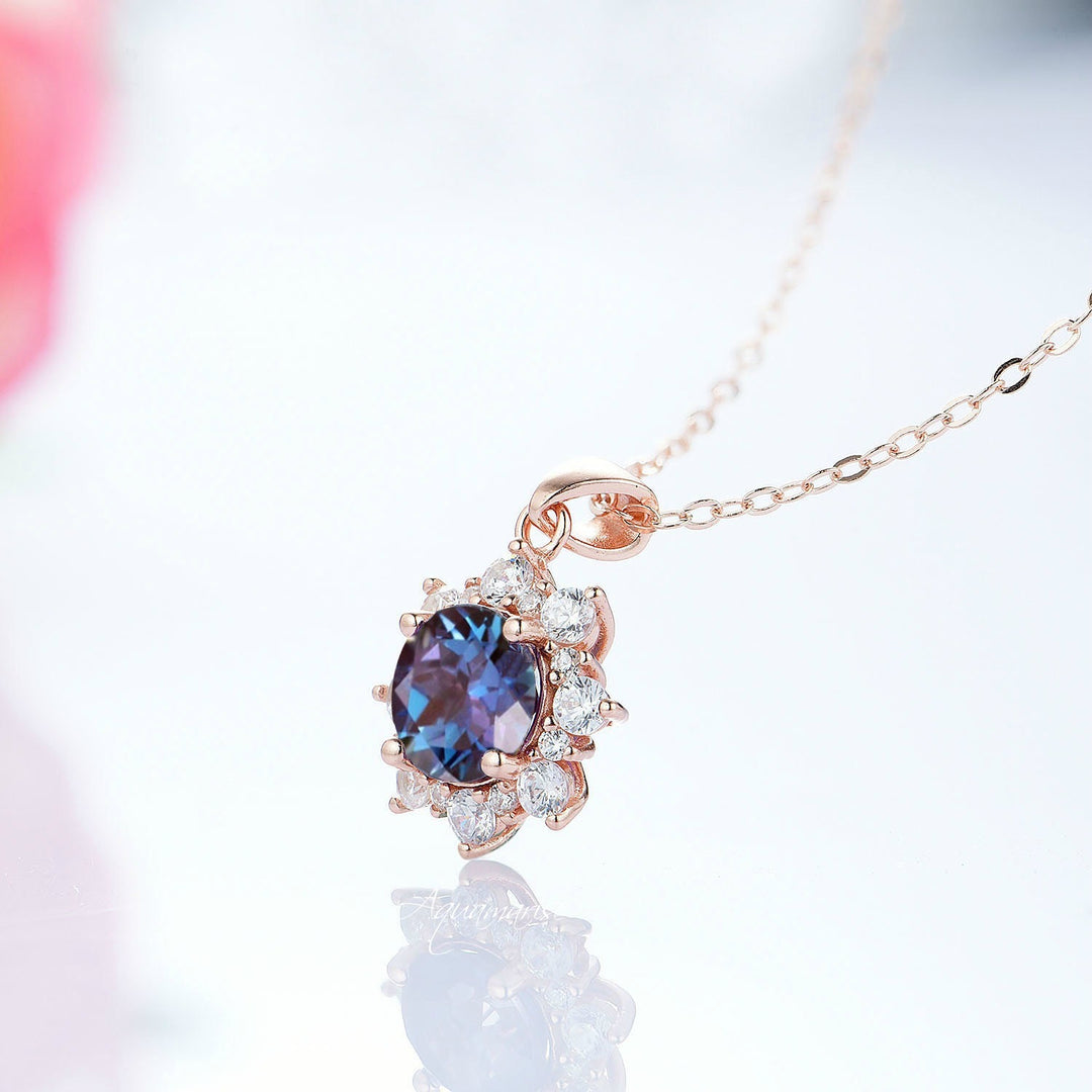 Snowflake Alexandrite Necklace- 14K Rose Gold Vermeil or Sterling Silver