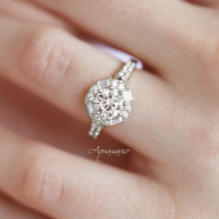 Hexagon Simulated Diamond (cz) Ring- Sterling Silver