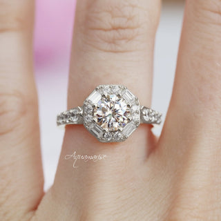 Hexagon Simulated Diamond (cz) Ring- Sterling Silver