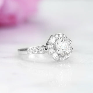 Hexagon Simulated Diamond (cz) Ring- Sterling Silver