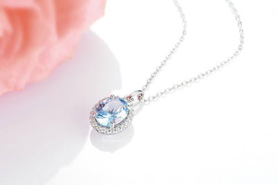 Iris Aquamarine Necklace- Sterling Silver