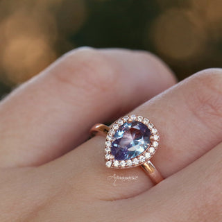 Teardrop Alexandrite Ring in 14K Rose Gold Vermeil