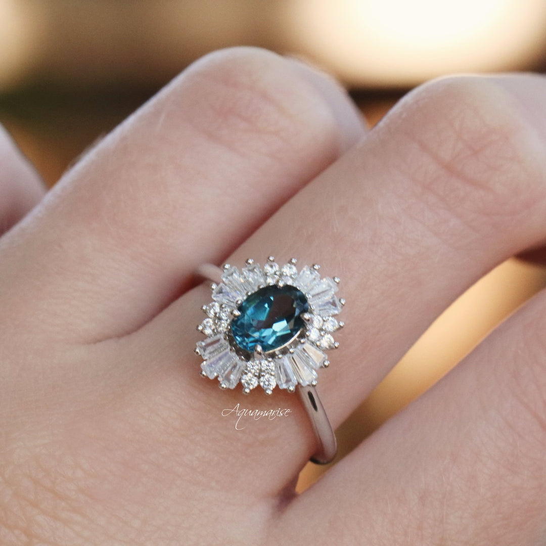 Victoria London Blue Topaz Ring- Sterling Silver