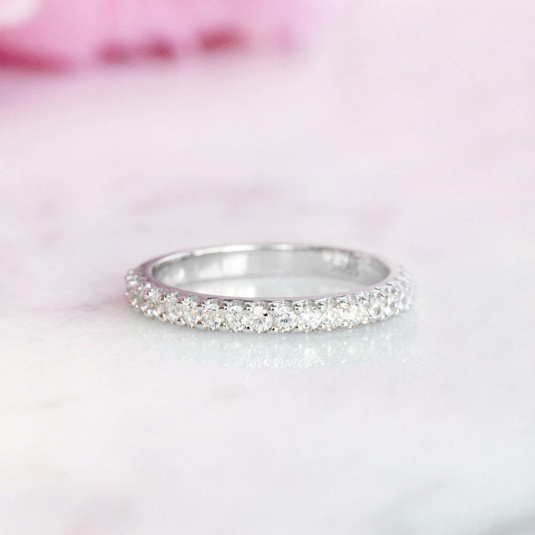 Simulated Diamond Wedding Band- Sterling Silver