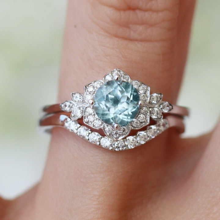 Jasmine Aquamarine Ring Set- Sterling Silver