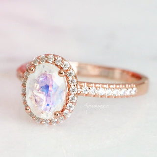 Galaxy Rainbow Moonstone Couples Ring Set