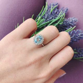 Diana Oval Aquamarine Engagement Ring in Sterling Silver