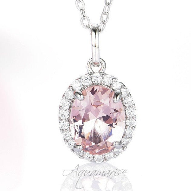 Iris Morganite Necklace- Sterling Silver