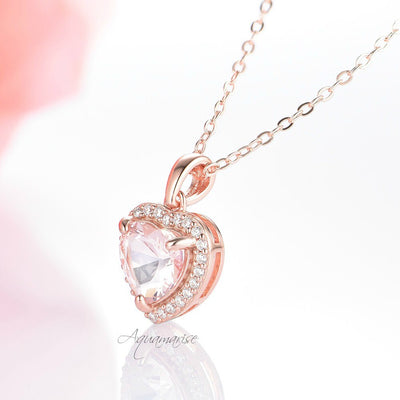 Love Morganite Necklace- 14K Rose Gold Vermeil
